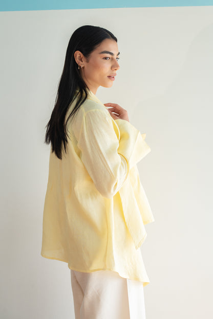 Everyday Linen Cardigan in Yellow