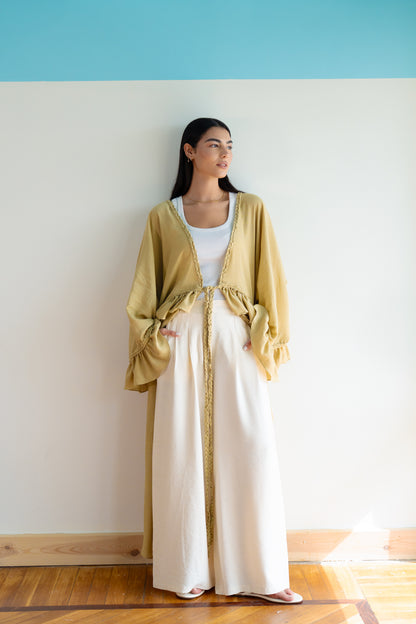 Braided Flow Cardigan in Lime