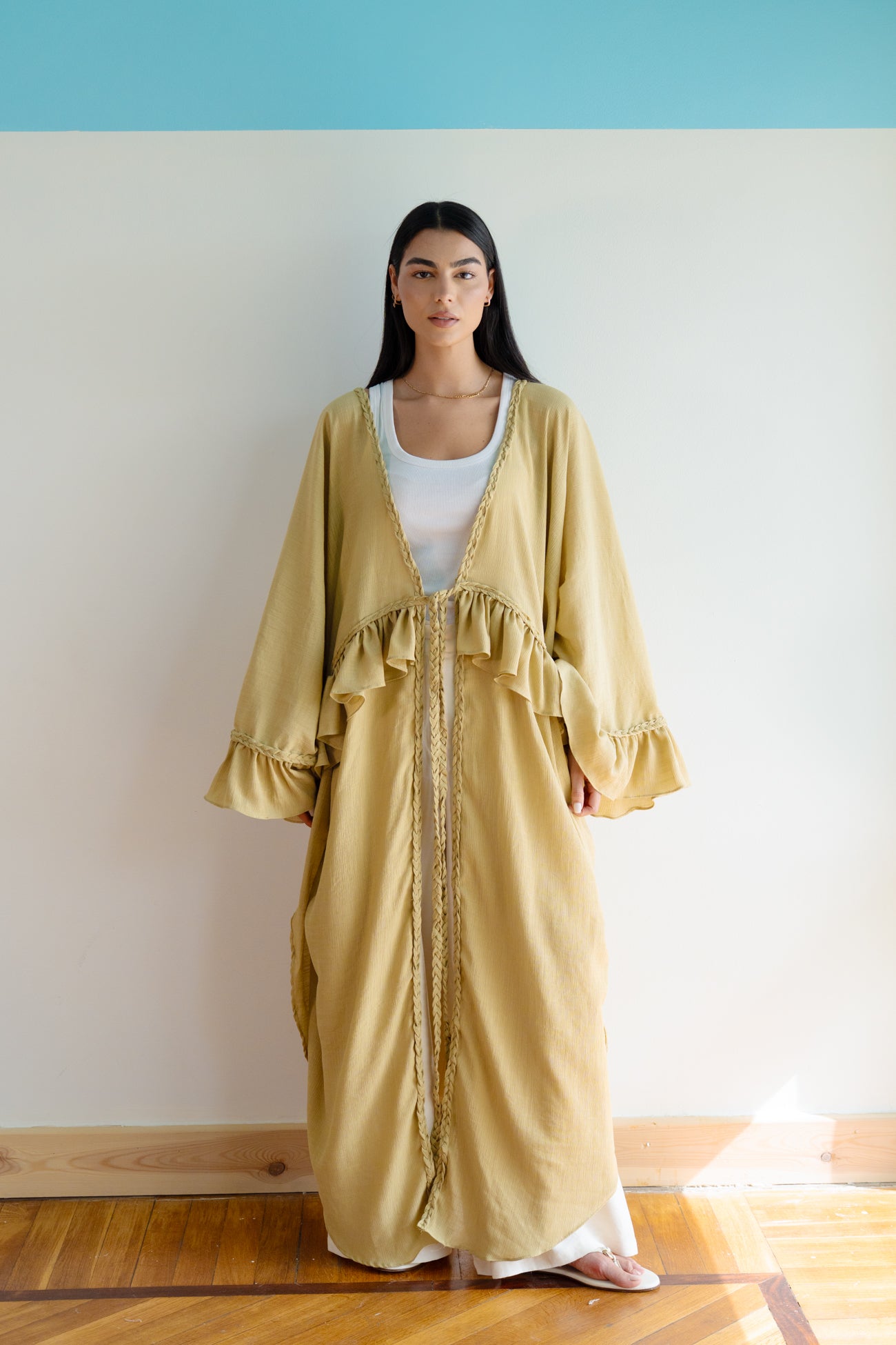 Braided Flow Cardigan in Lime