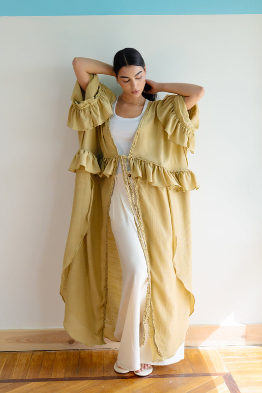 Braided Flow Cardigan in Lime