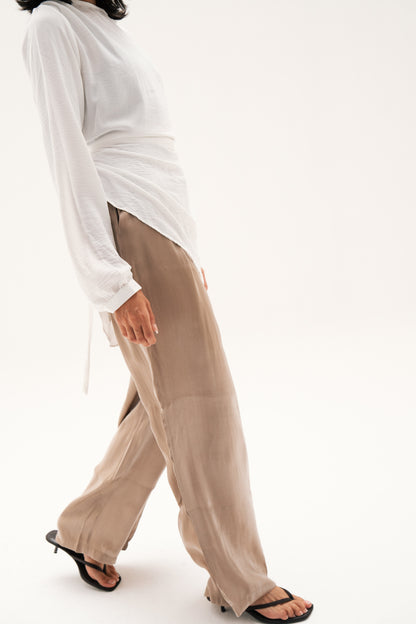 Shiny Shimmer Pants in Cafe