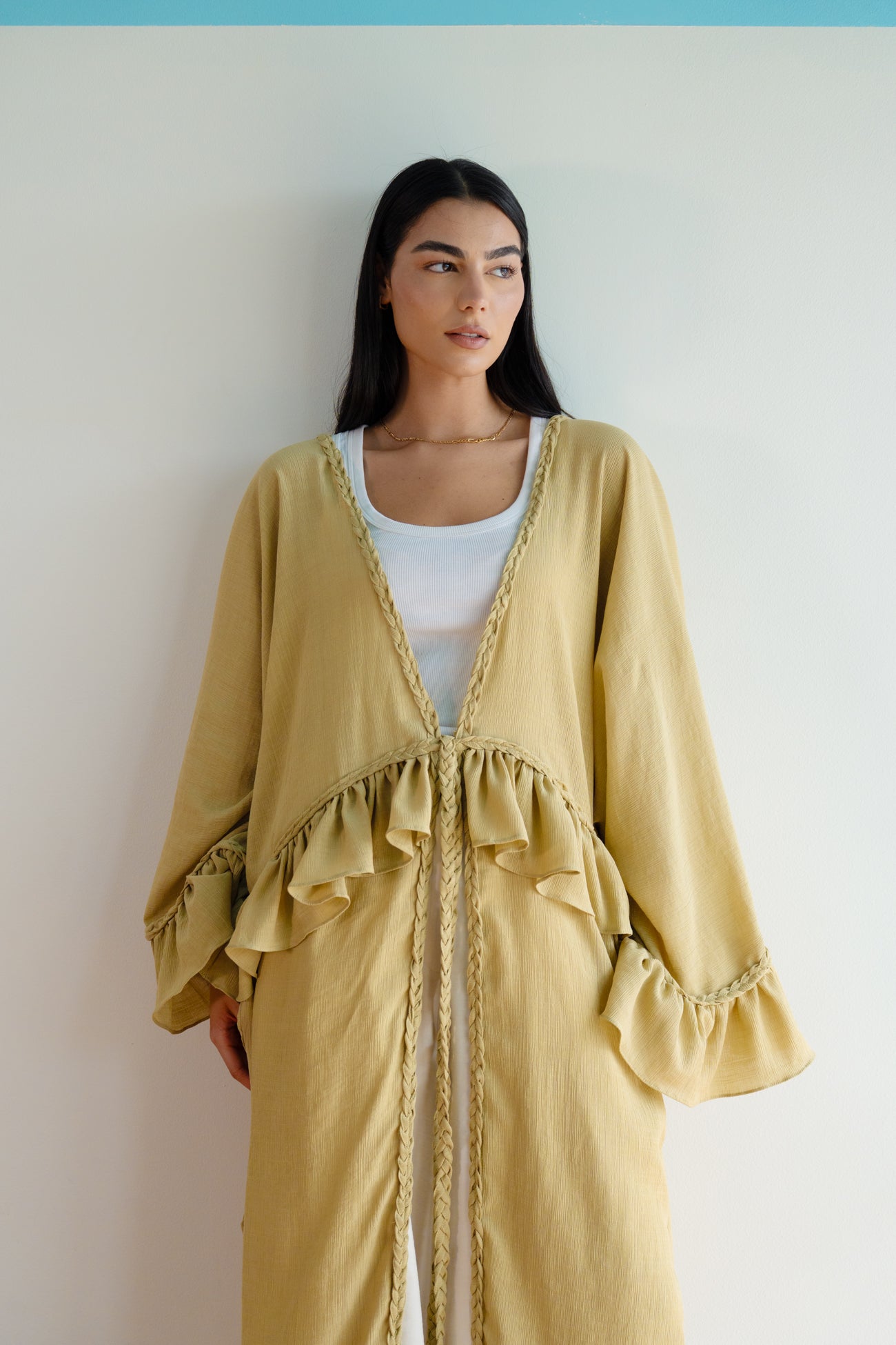 Braided Flow Cardigan in Lime