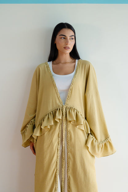 Braided Flow Cardigan in Lime