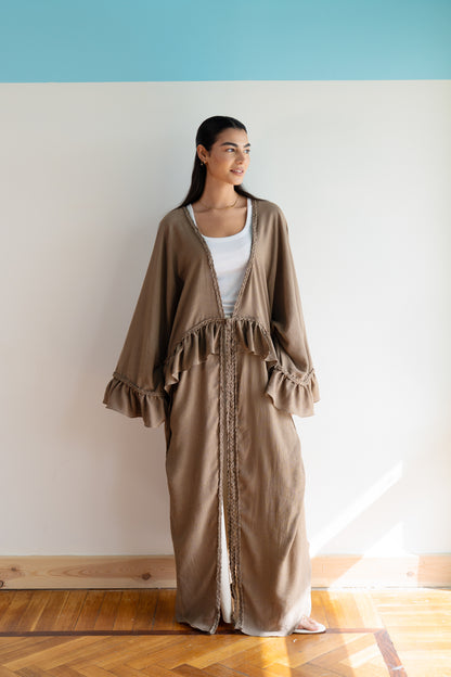 Braided Flow Cardigan in Mocha Beige