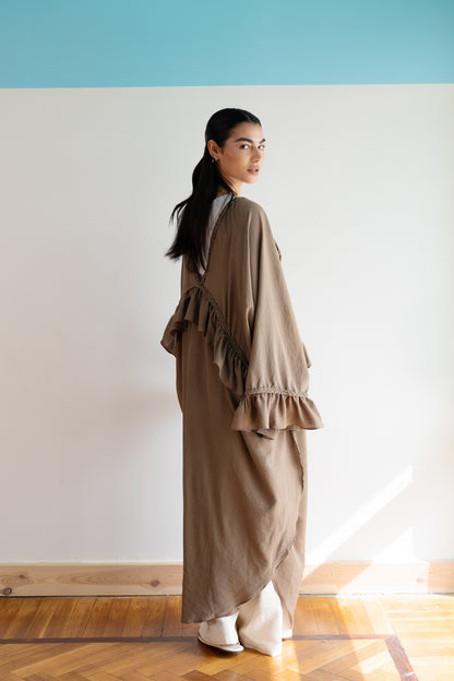 Braided Flow Cardigan in Mocha Beige