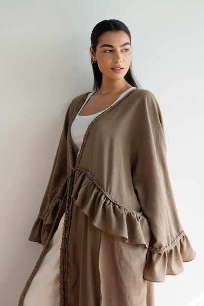 Braided Flow Cardigan in Mocha Beige