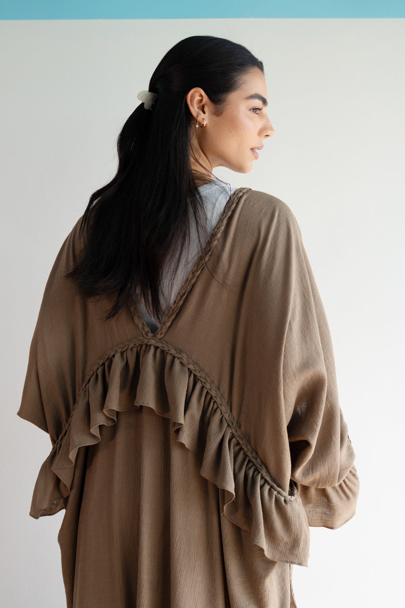 Braided Flow Cardigan in Mocha Beige