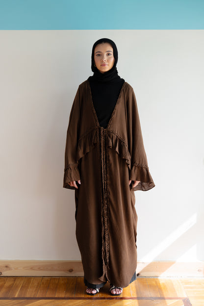 Braided Flow Cardigan in Brown