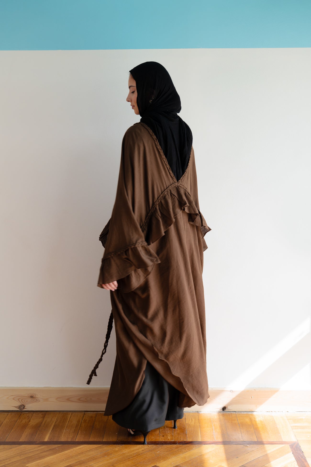 Braided Flow Cardigan in Brown