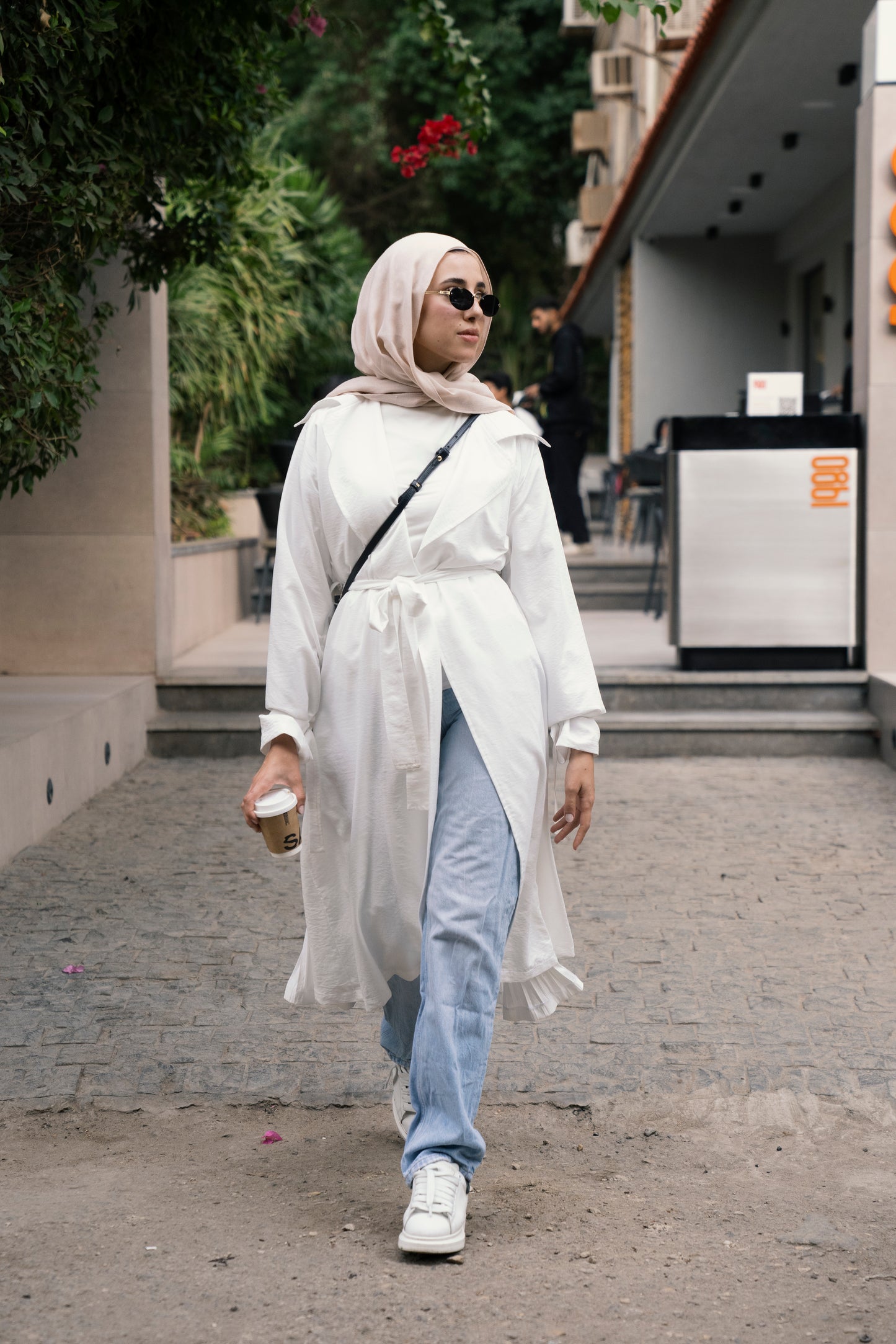 Pleated Trench Coat in White