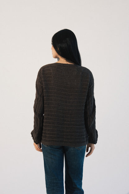 Textured Knit Sweater in Brown
