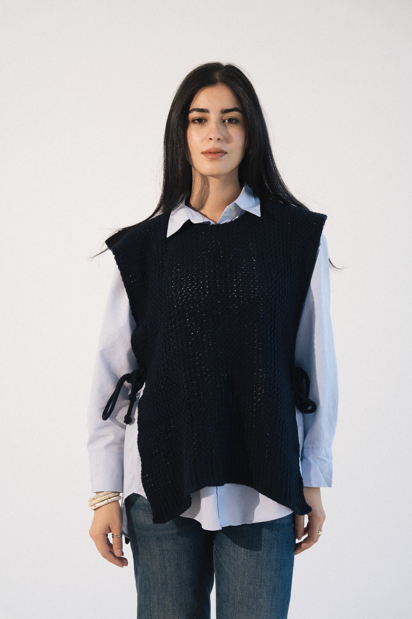 Knit Tie Vest in Navy