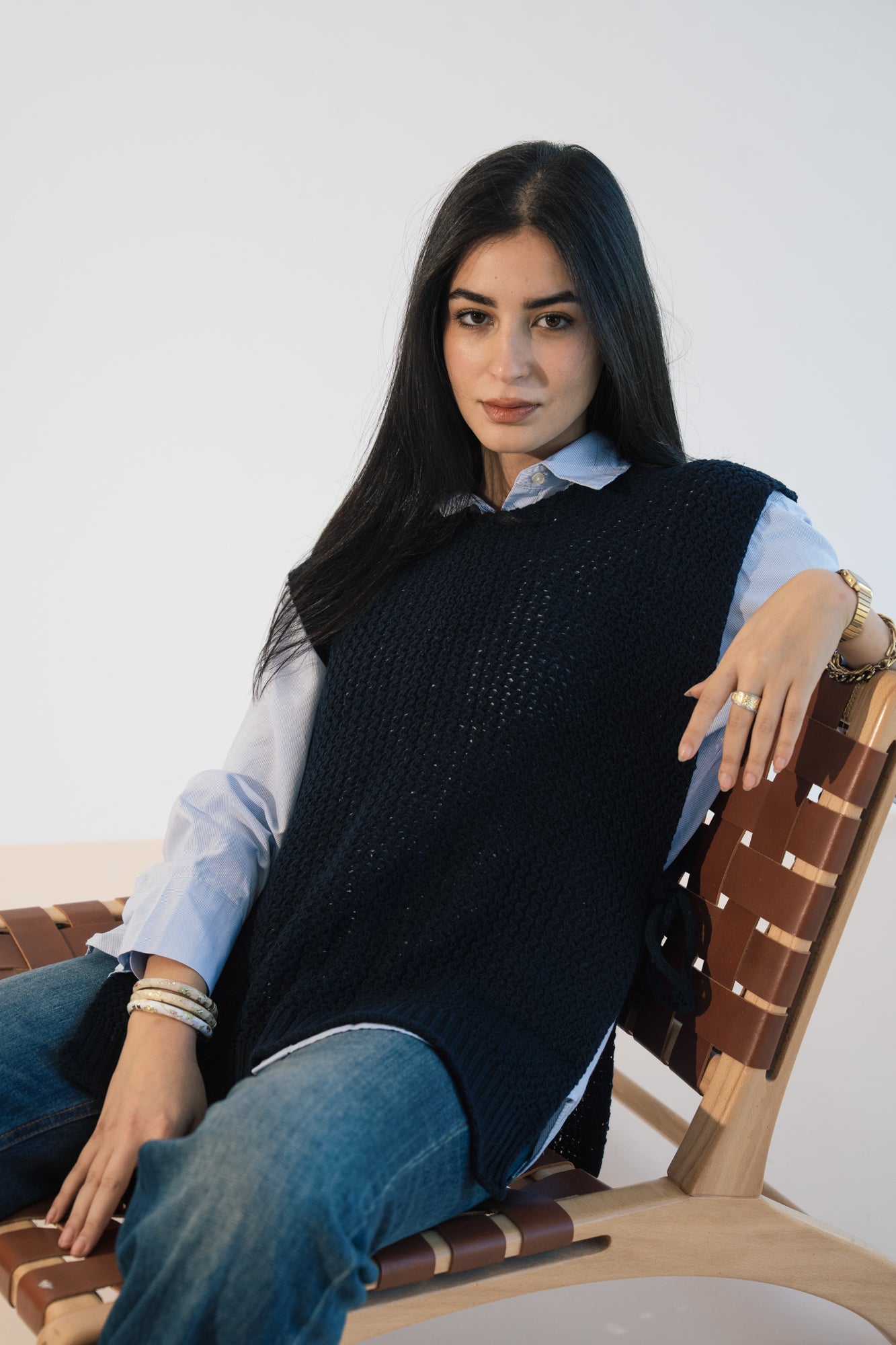 Knit Tie Vest in Navy