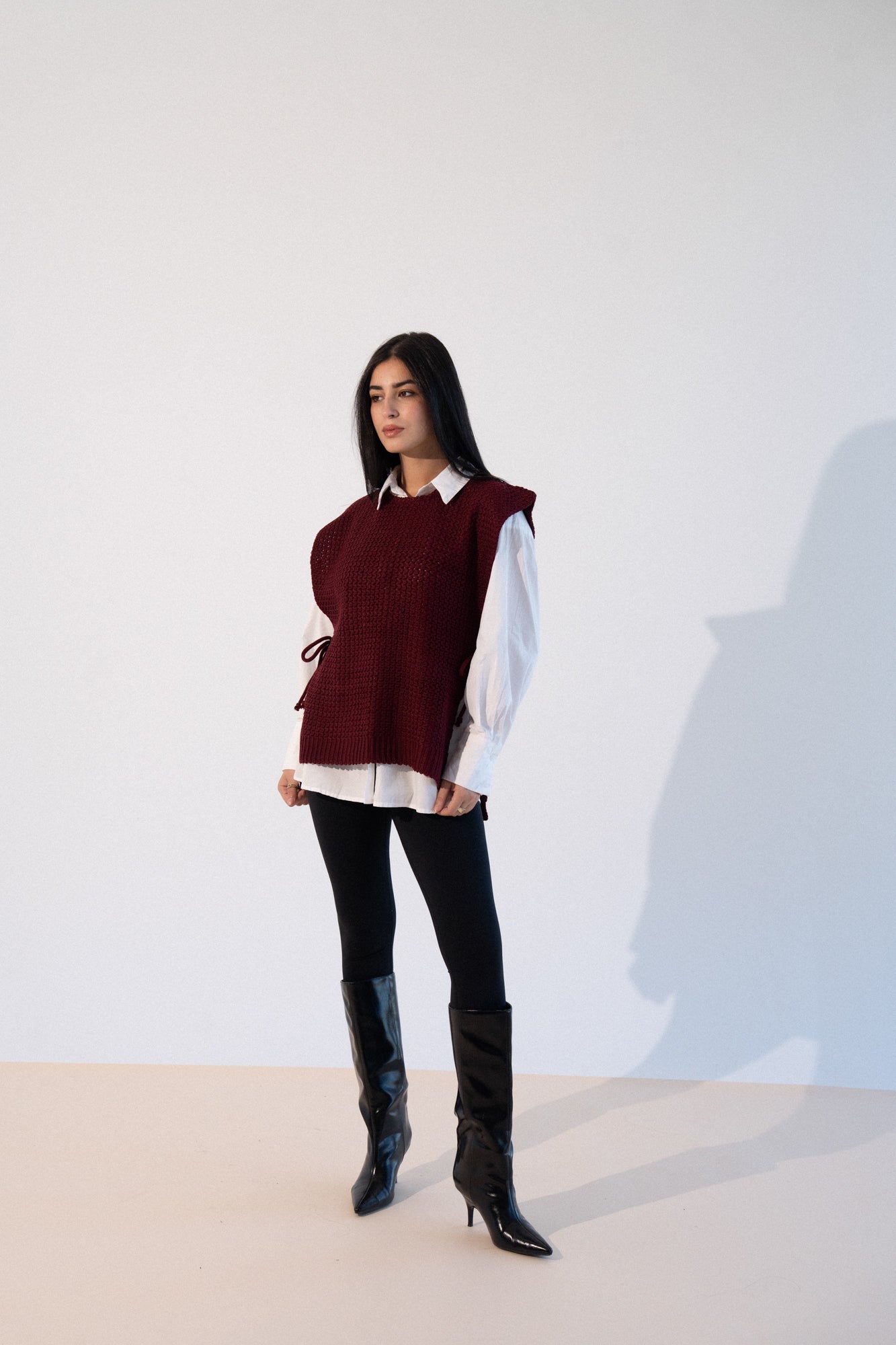 Knit Tie Vest in Red