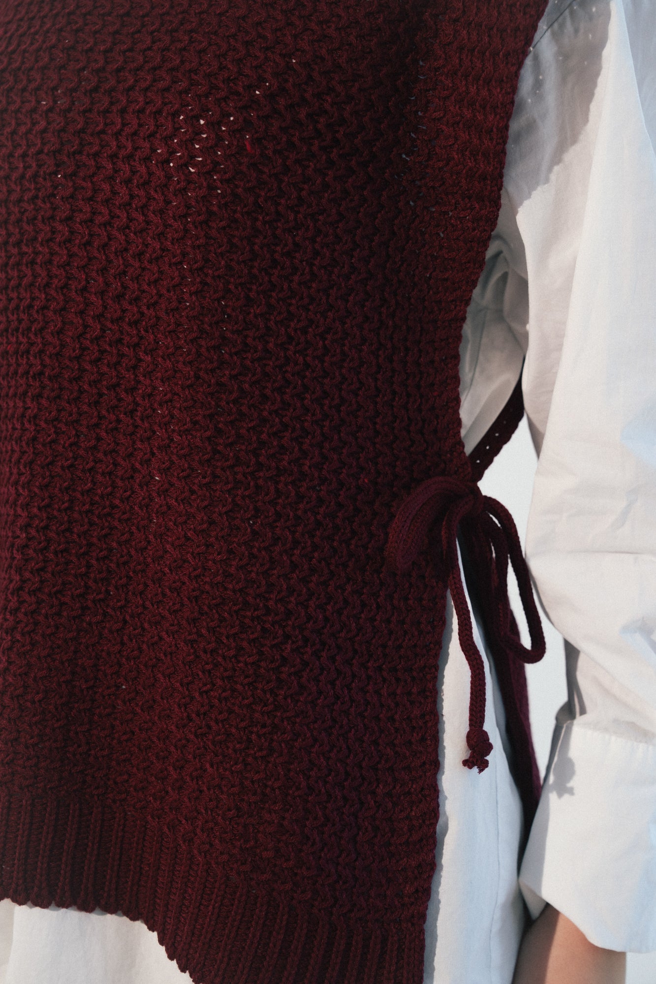 Knit Tie Vest in Red