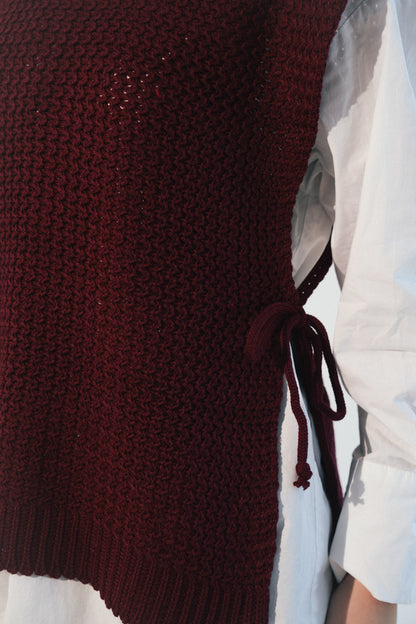 Knit Tie Vest in Red
