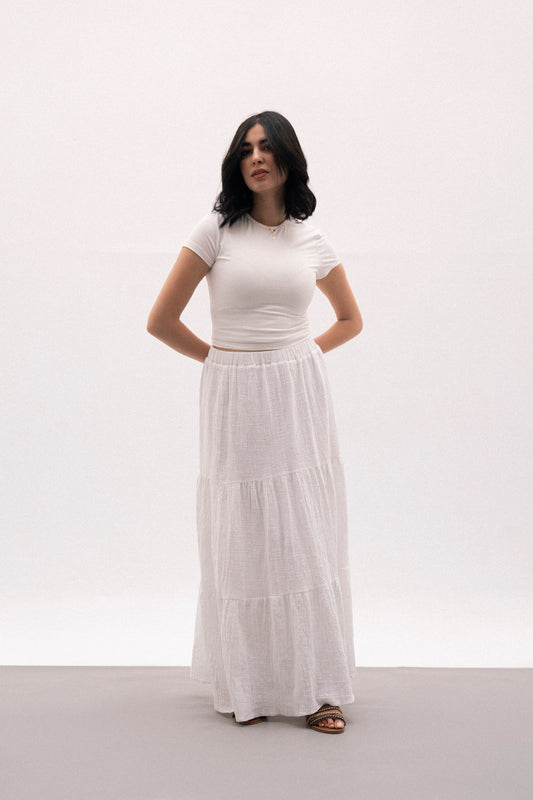 Summer Linen Skirt in White