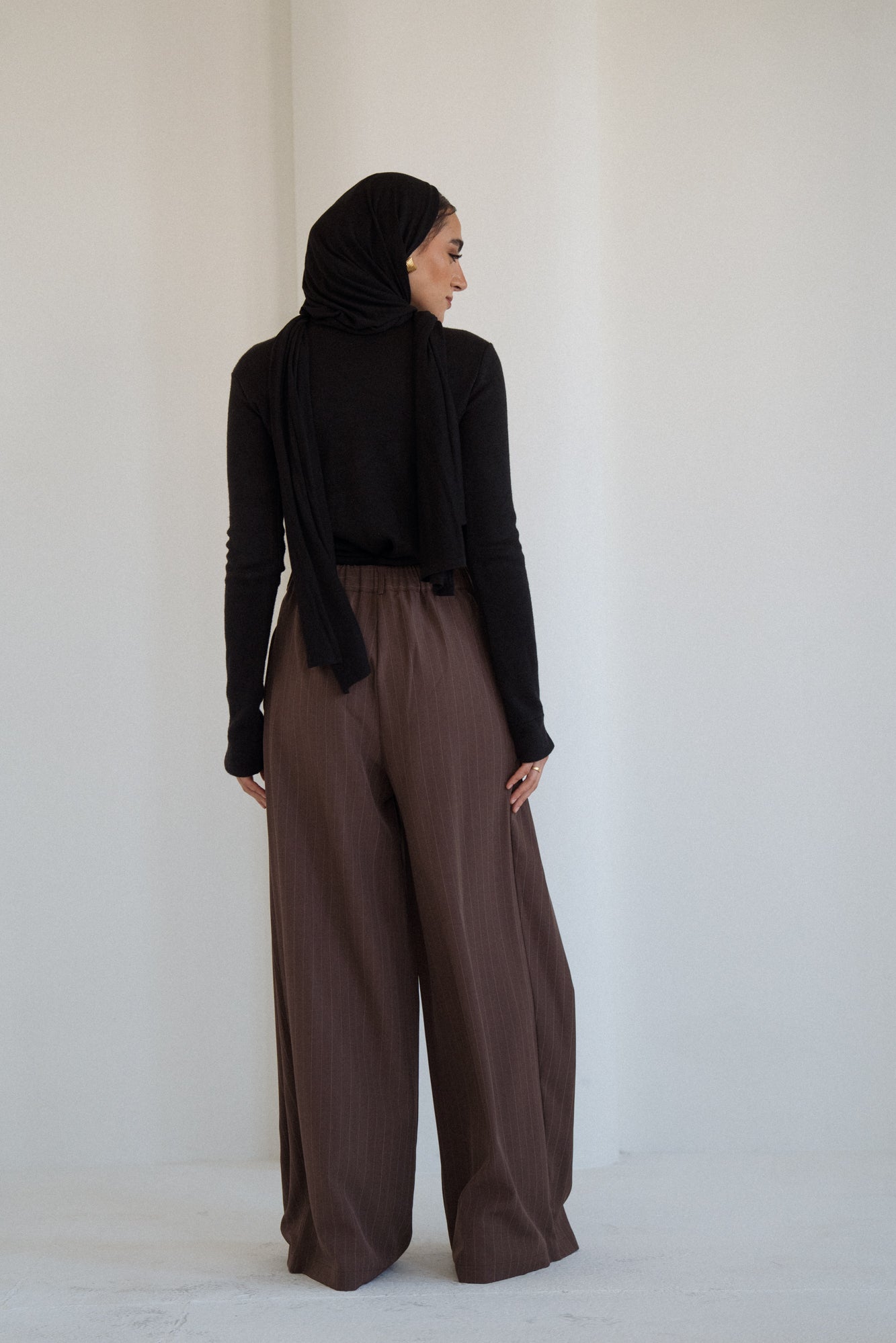 Tailored Stripe Trousers in Brown