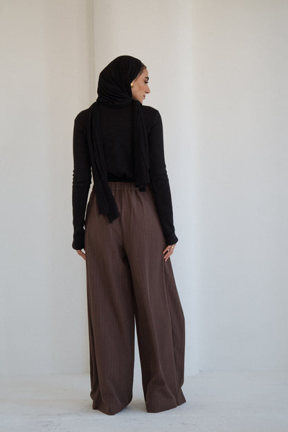 Tailored Stripe Trousers in Brown