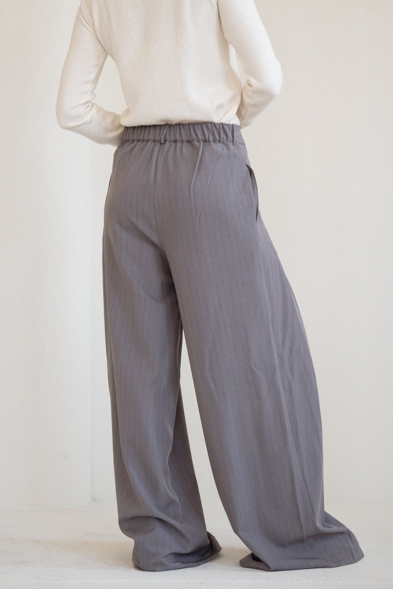 Tailored Stripe Trousers in Grey