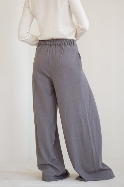 Tailored Stripe Trousers in Grey
