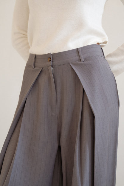 Tailored Stripe Trousers in Grey