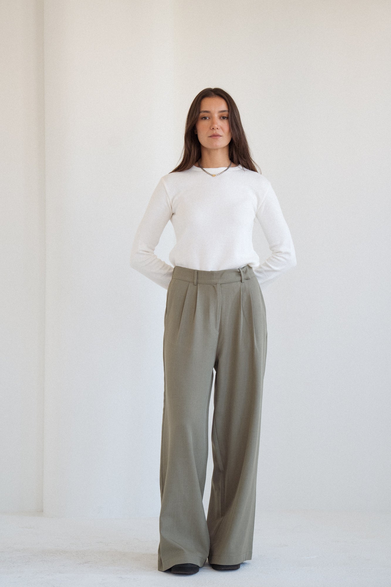 Tailored Trousers in Olive