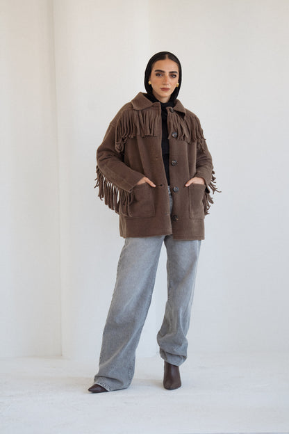The Fringe Jacket in Brown