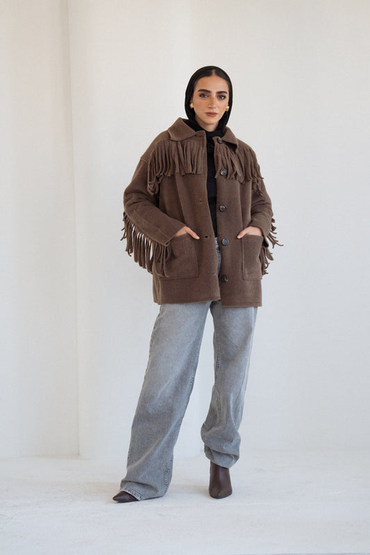 The Fringe Jacket in Brown