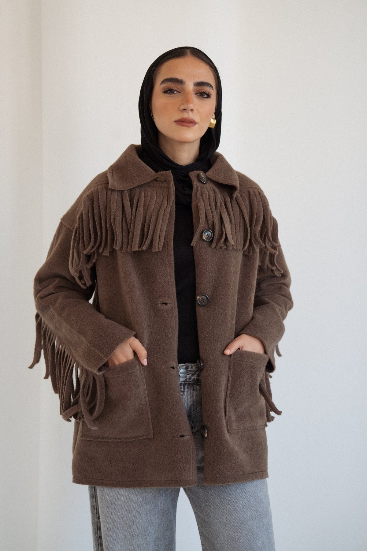 The Fringe Jacket in Brown