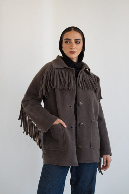 The Fringe Jacket in Dark Grey