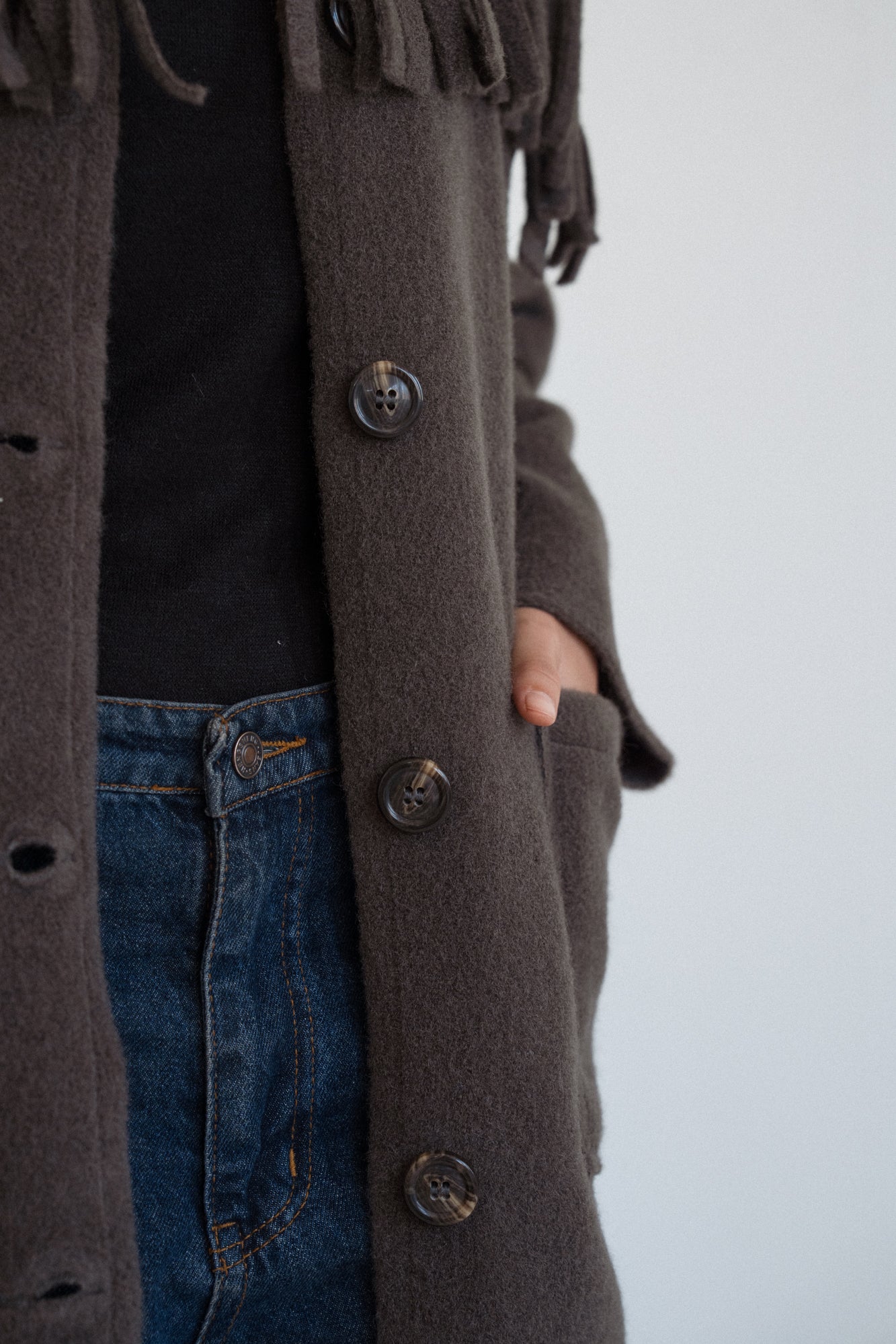 The Fringe Jacket in Dark Grey