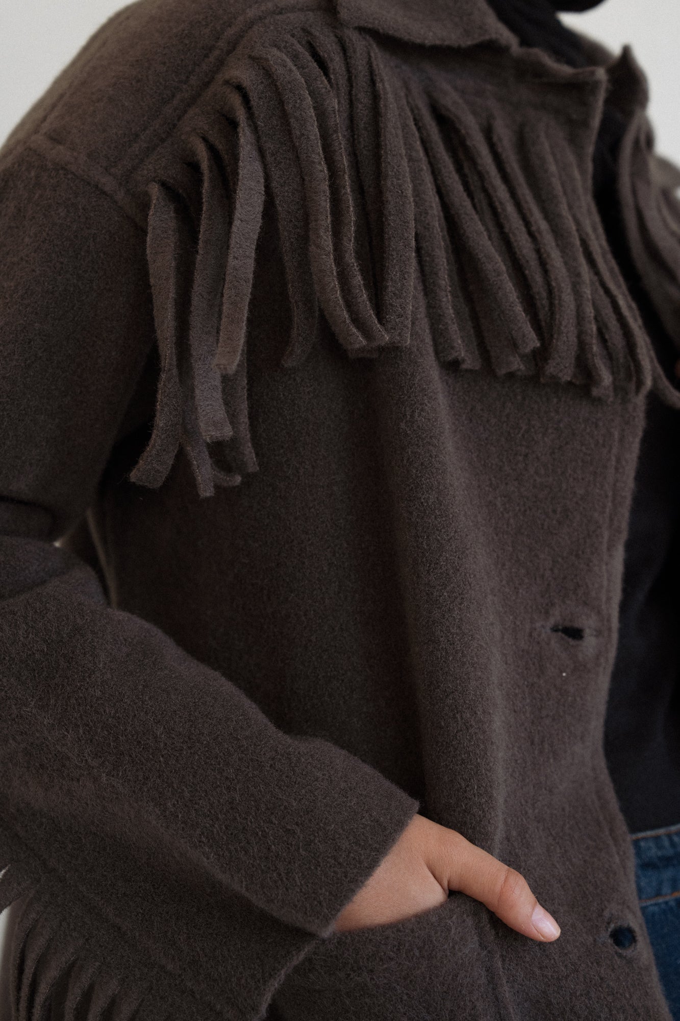The Fringe Jacket in Dark Grey