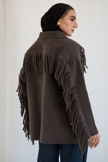 The Fringe Jacket in Dark Grey