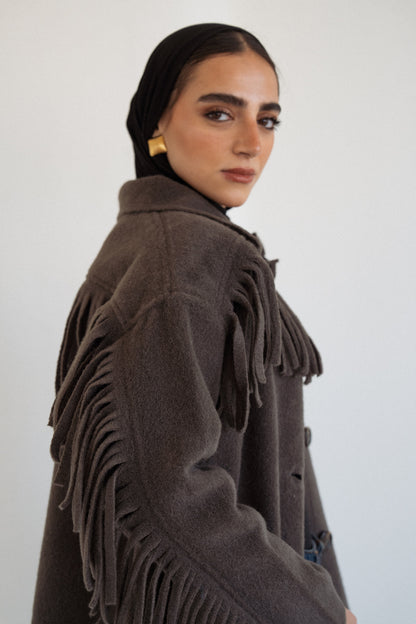 The Fringe Jacket in Dark Grey