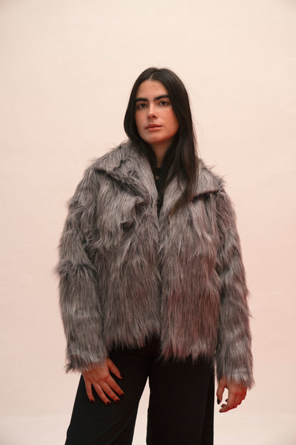 Faux Fur Jacket in Grey