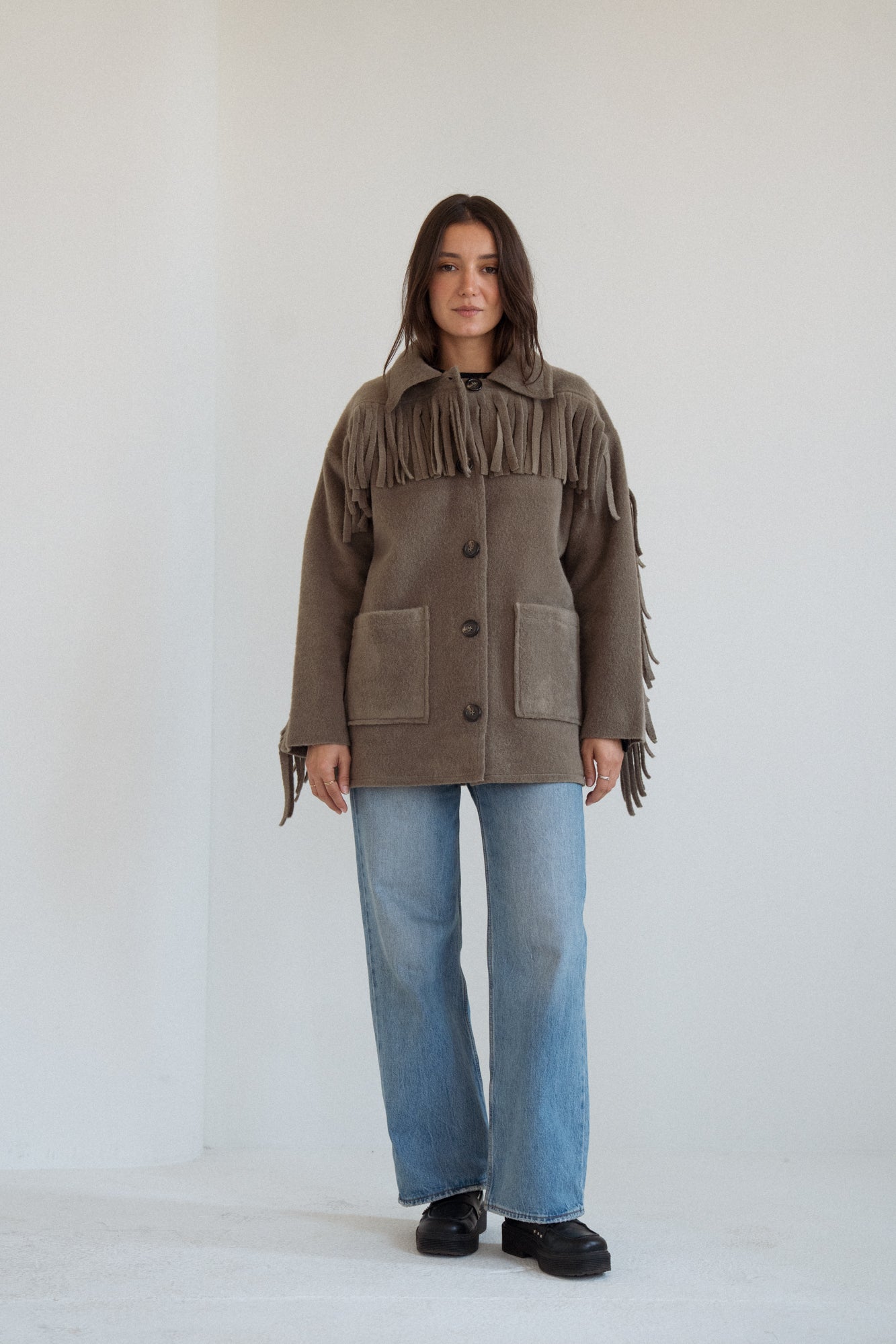 The Fringe Jacket in Olive