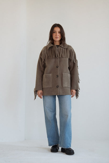 The Fringe Jacket in Olive