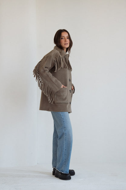 The Fringe Jacket in Olive