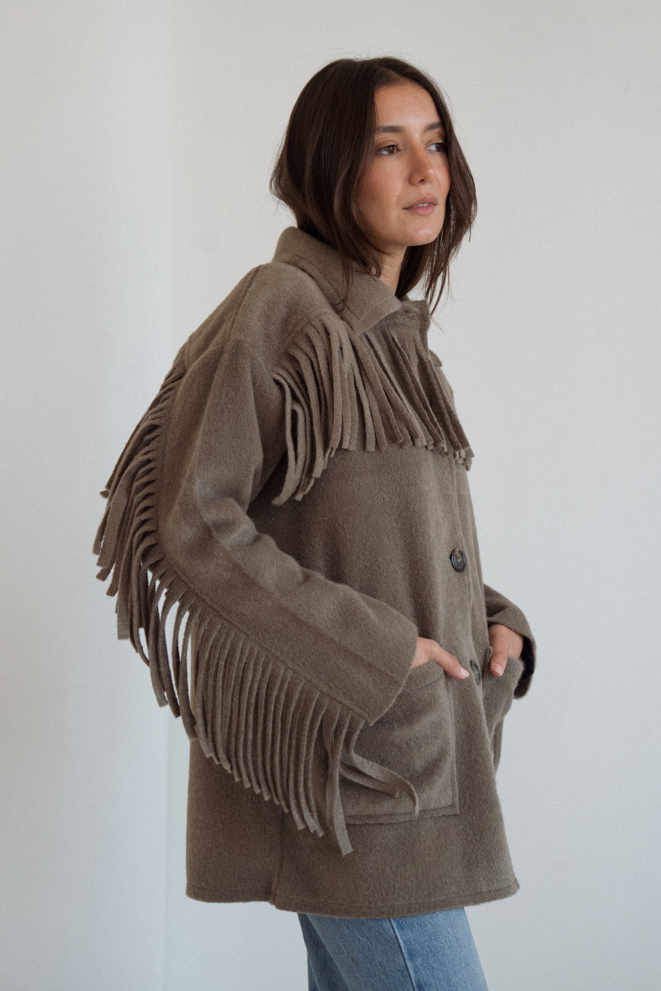 The Fringe Jacket in Olive