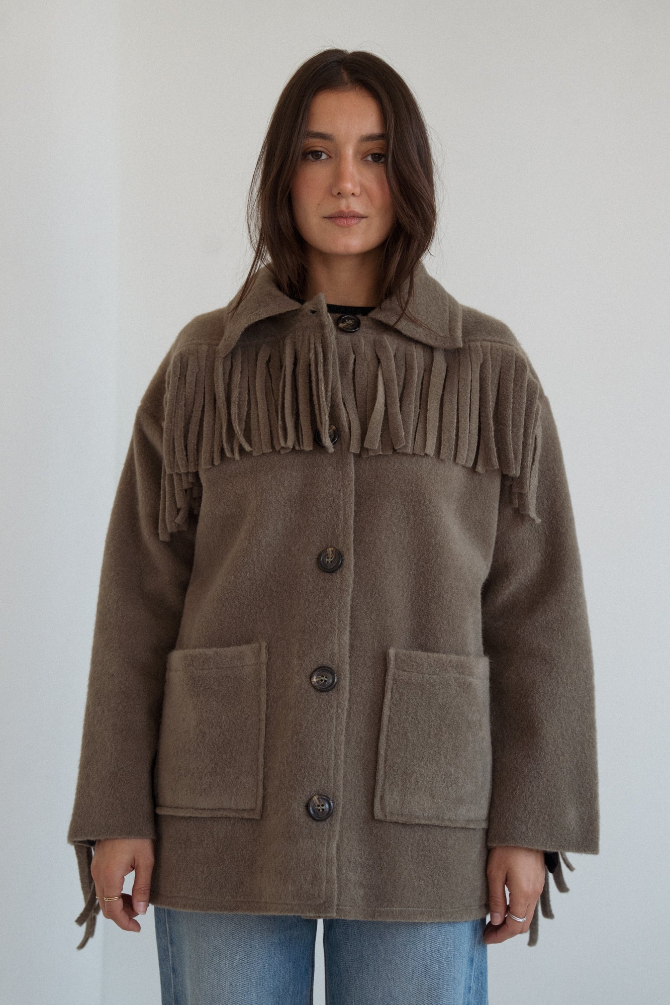 The Fringe Jacket in Olive