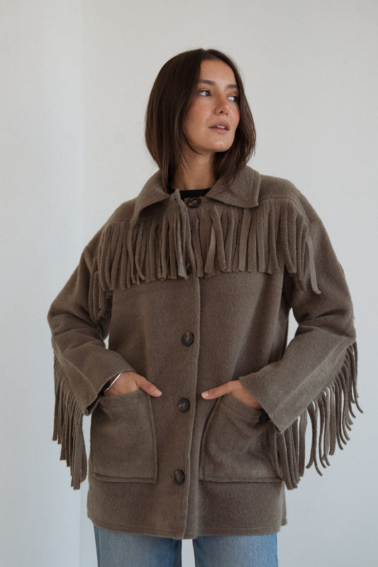 The Fringe Jacket in Olive