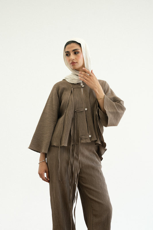 Crinkle Bloom Set in Taupe