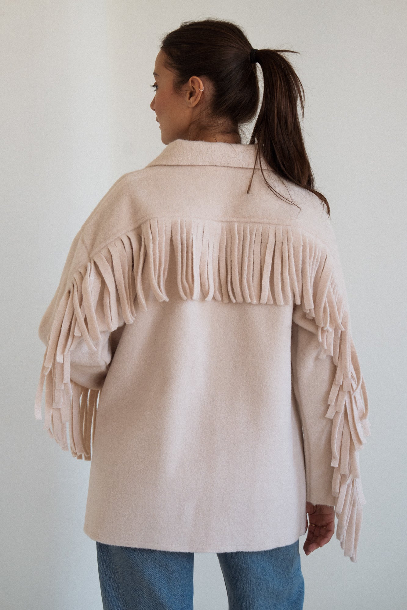The Fringe Jacket in Cream Offwhite