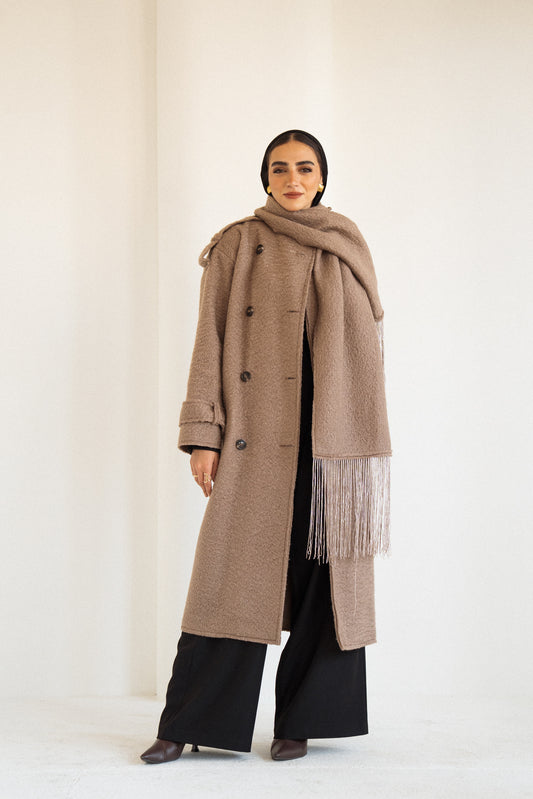 The Scarf Trench Coat in Cafe