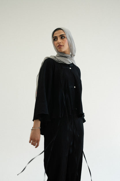 Crinkle Bloom Set in Black