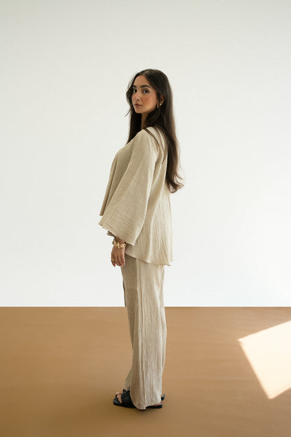 Crinkle Bloom Set in Beige