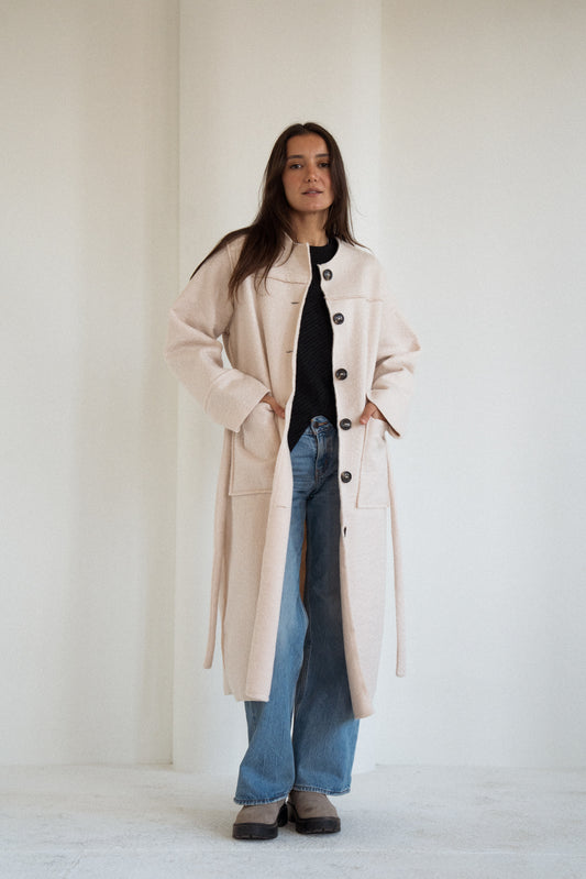 The Mohair Coat in Cream Offwhite