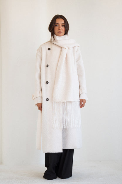 The Scarf Trench Coat in Offwhite