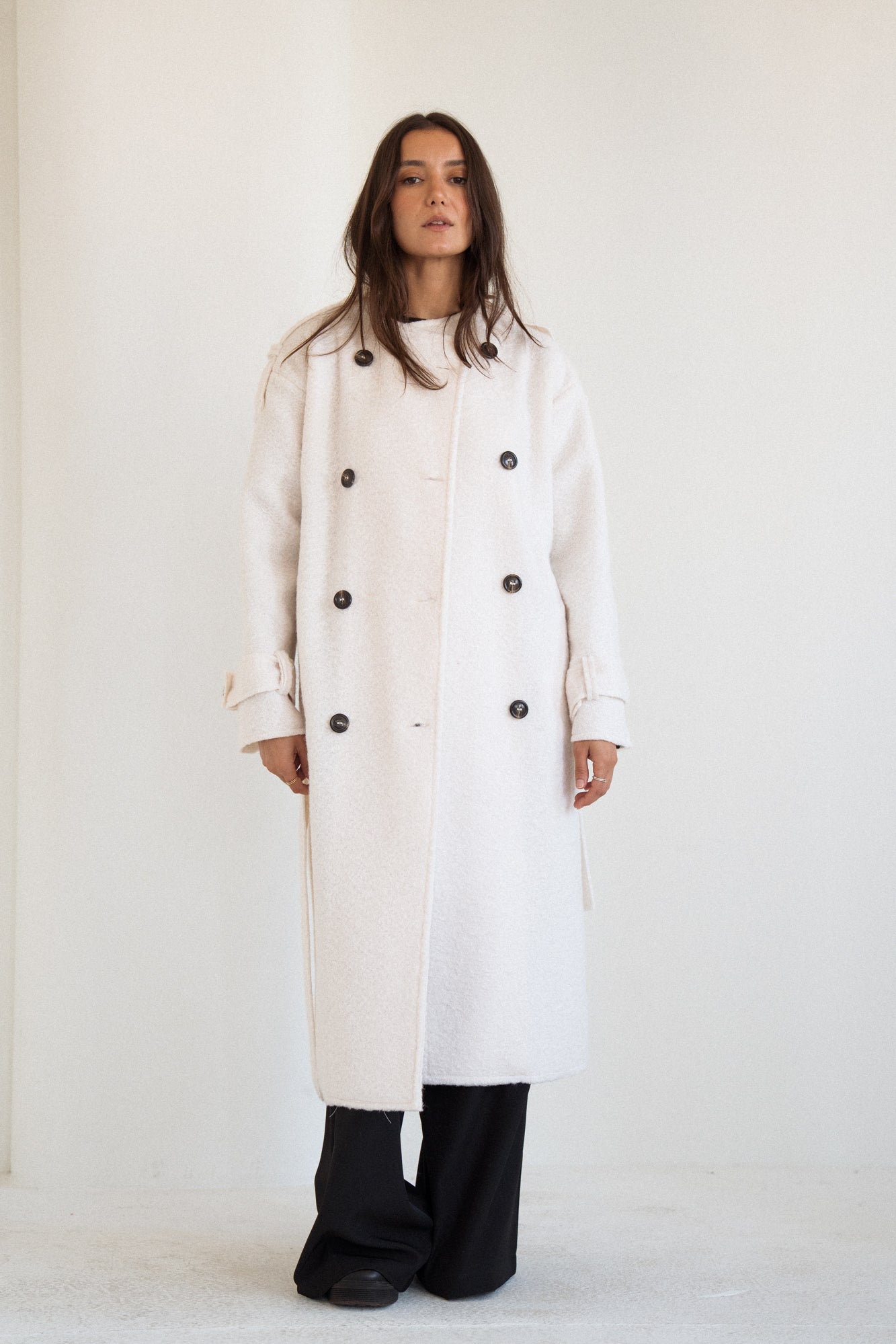 The Scarf Trench Coat in Offwhite